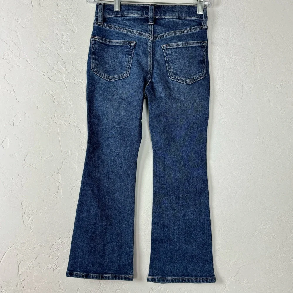 Old Navy Jeans Denim High Rise Flare Built in Tough‎ Dark Wash Blue Solid Cotton